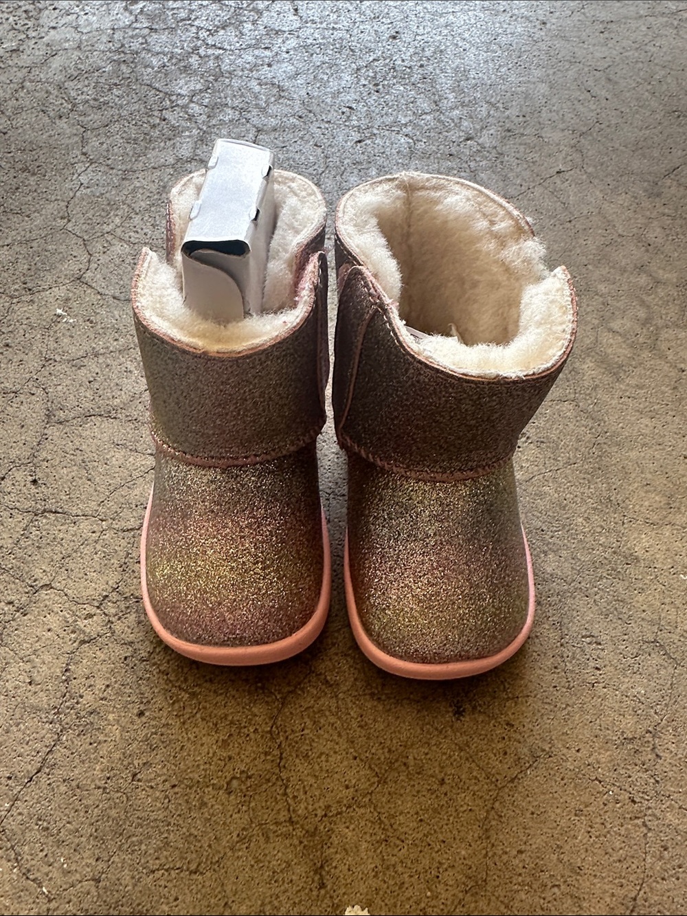 UGG Kids Glitter Pink Shearling Booties